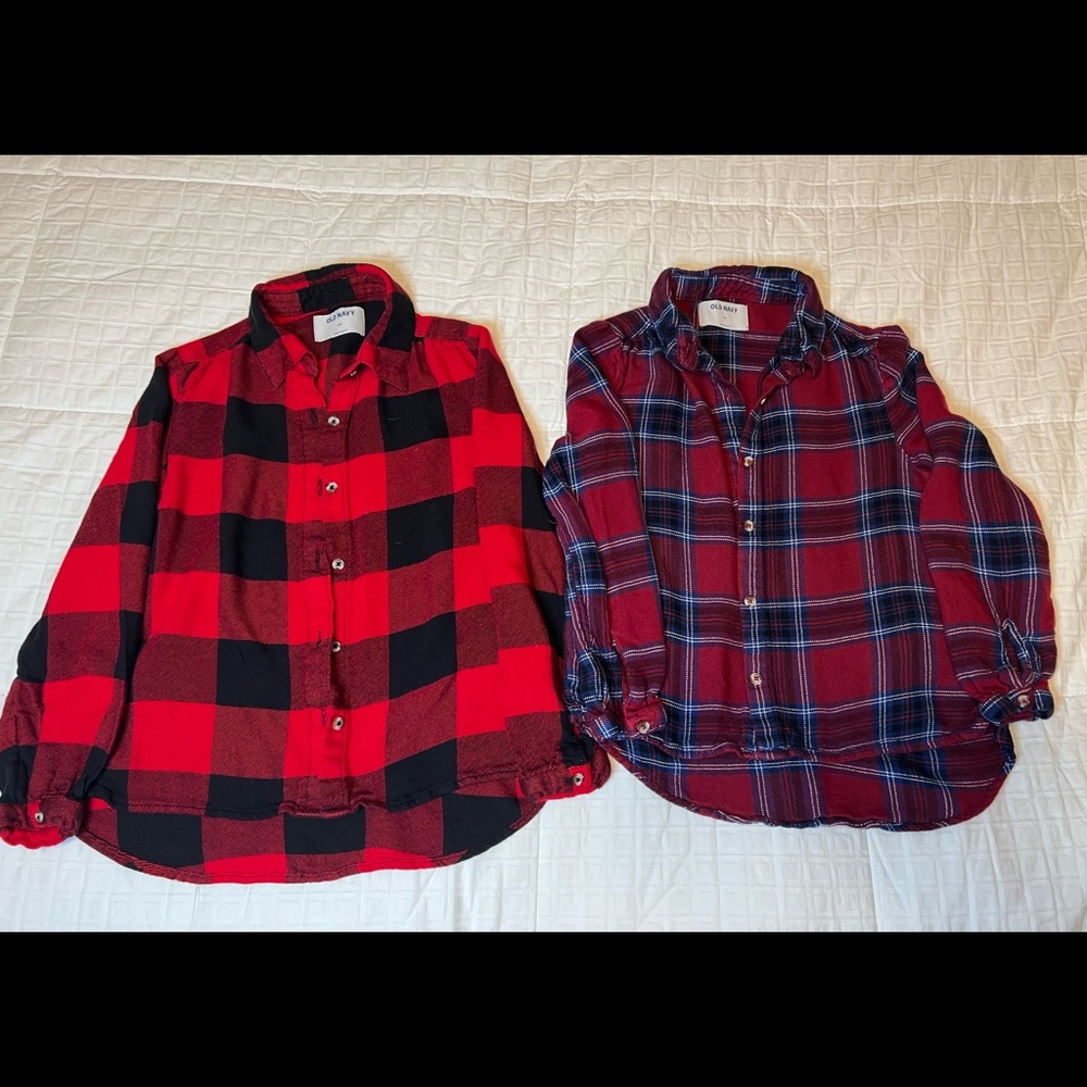 2 Old Navy Girls Thermal Button Up Shirts 8